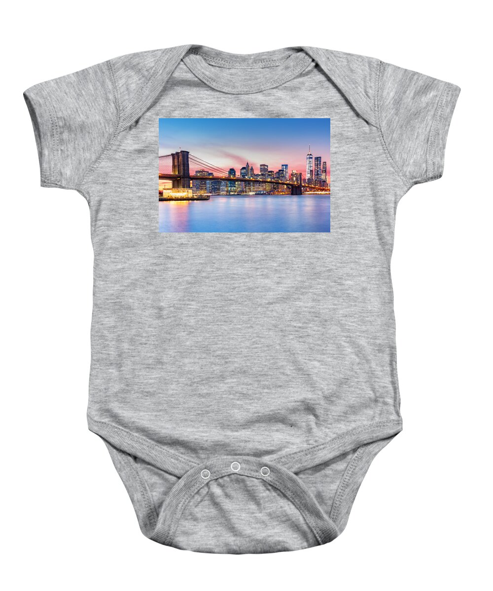 America Baby Onesie featuring the photograph Purple NYC sunset by Mihai Andritoiu