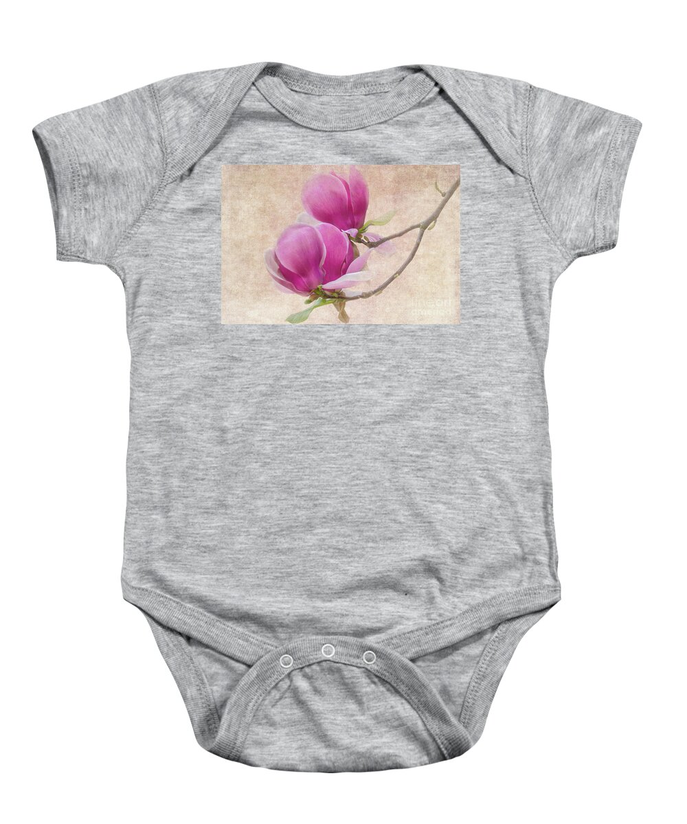 Magnolia Baby Onesie featuring the photograph Purple Tulip Magnolia by Heiko Koehrer-Wagner