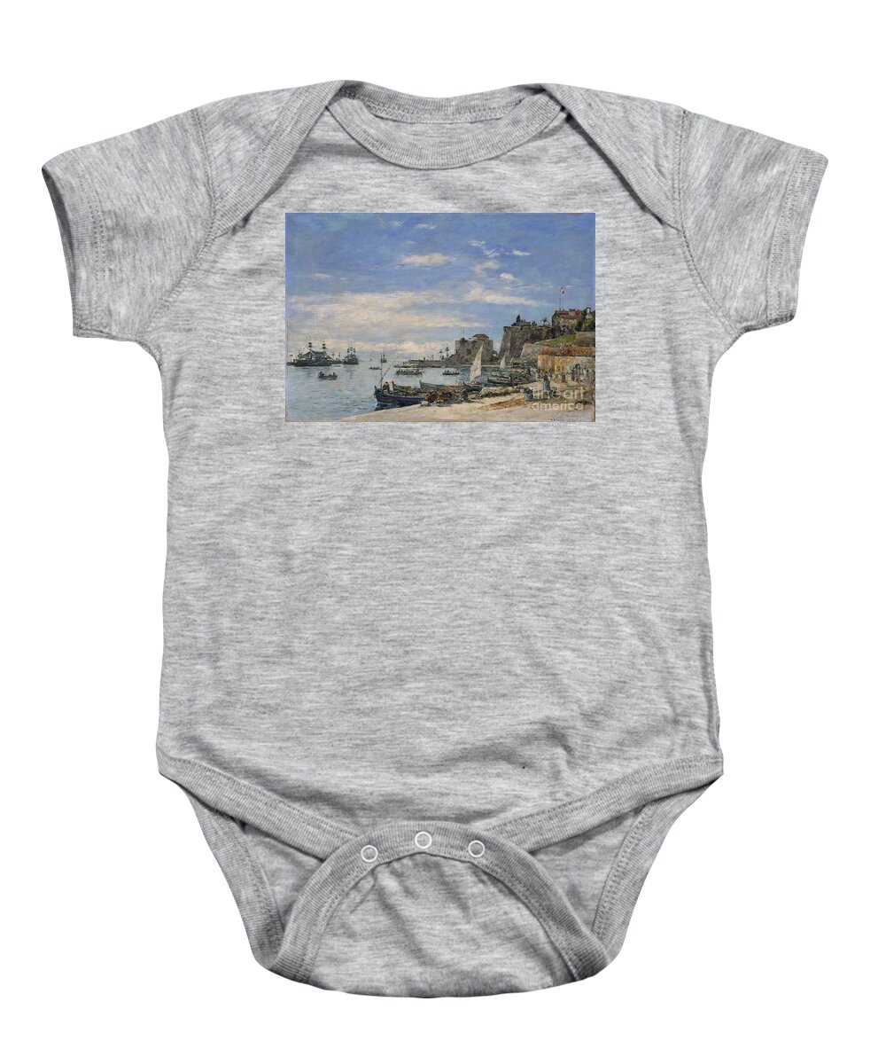Quay At Villefranche 1892 Eugne Louis Boudin (french Baby Onesie featuring the painting Quay at Villefranche by MotionAge Designs