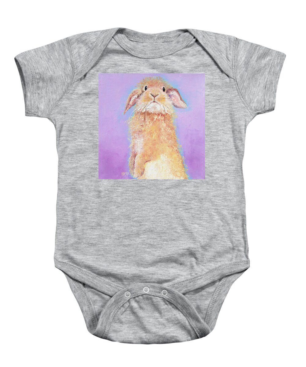 Bunny Baby Onesie featuring the painting Rabbit Painting - Babu by Jan Matson