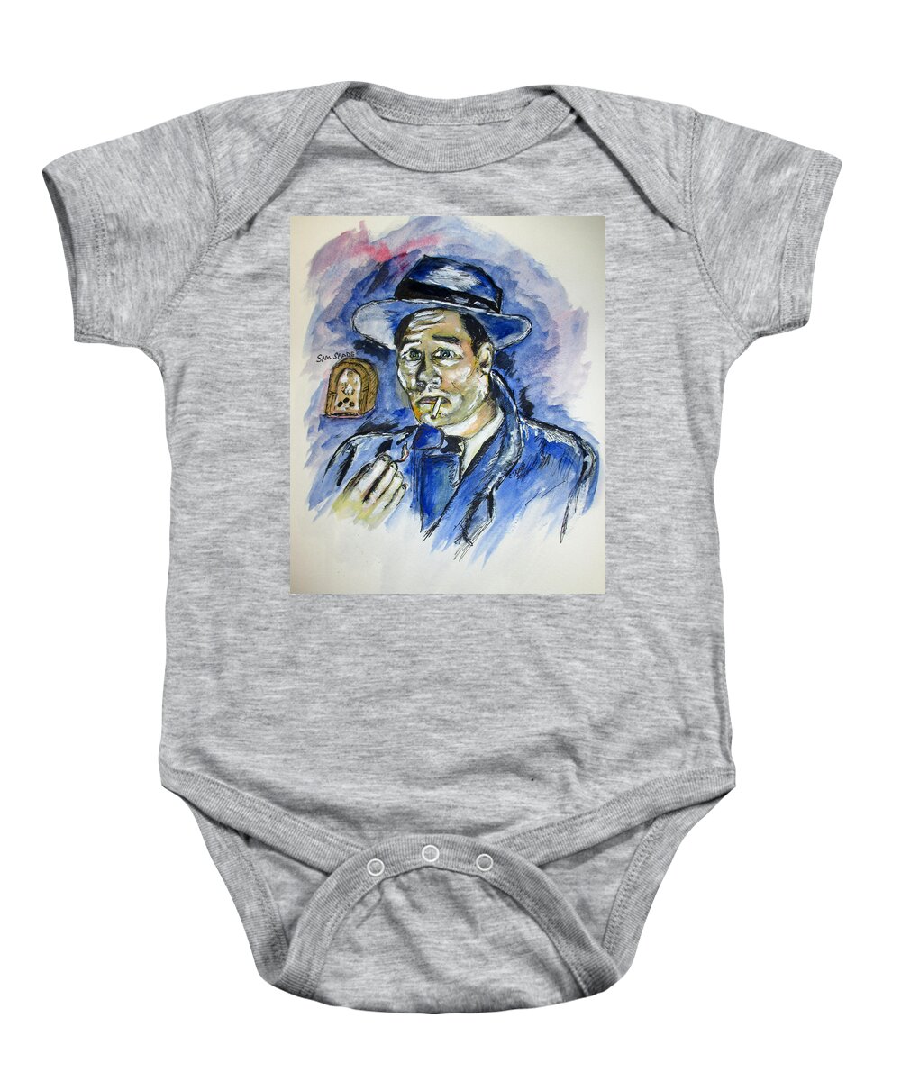 Water Color Baby Onesie featuring the painting Radio's Sam Spade by Clyde J Kell