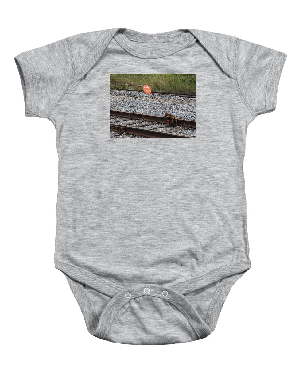 Train Baby Onesie featuring the photograph Railroad Work Limit by Dart Humeston