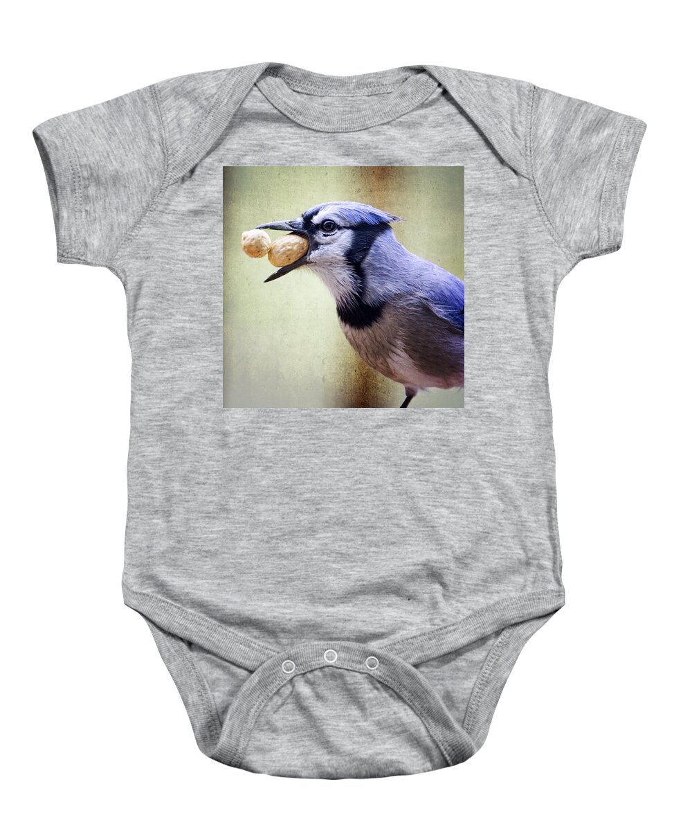 Birds Baby Onesie featuring the photograph Rainy Day Blue Jay by Al Mueller