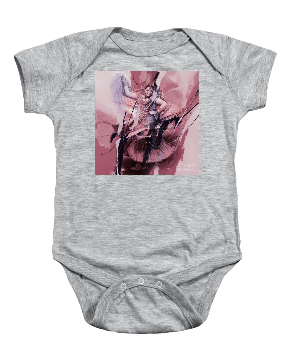 Indian Kathak Dance Baby Onesie featuring the painting Rajhastani Kathak Dancer by Gull G