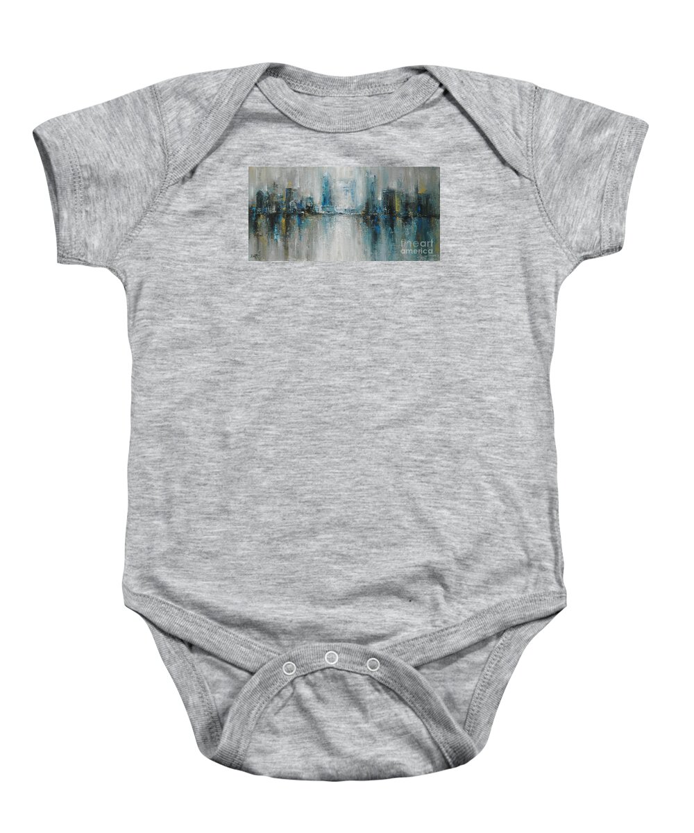 Raleigh Baby Onesie featuring the painting Raleigh, Shining City by Dan Campbell