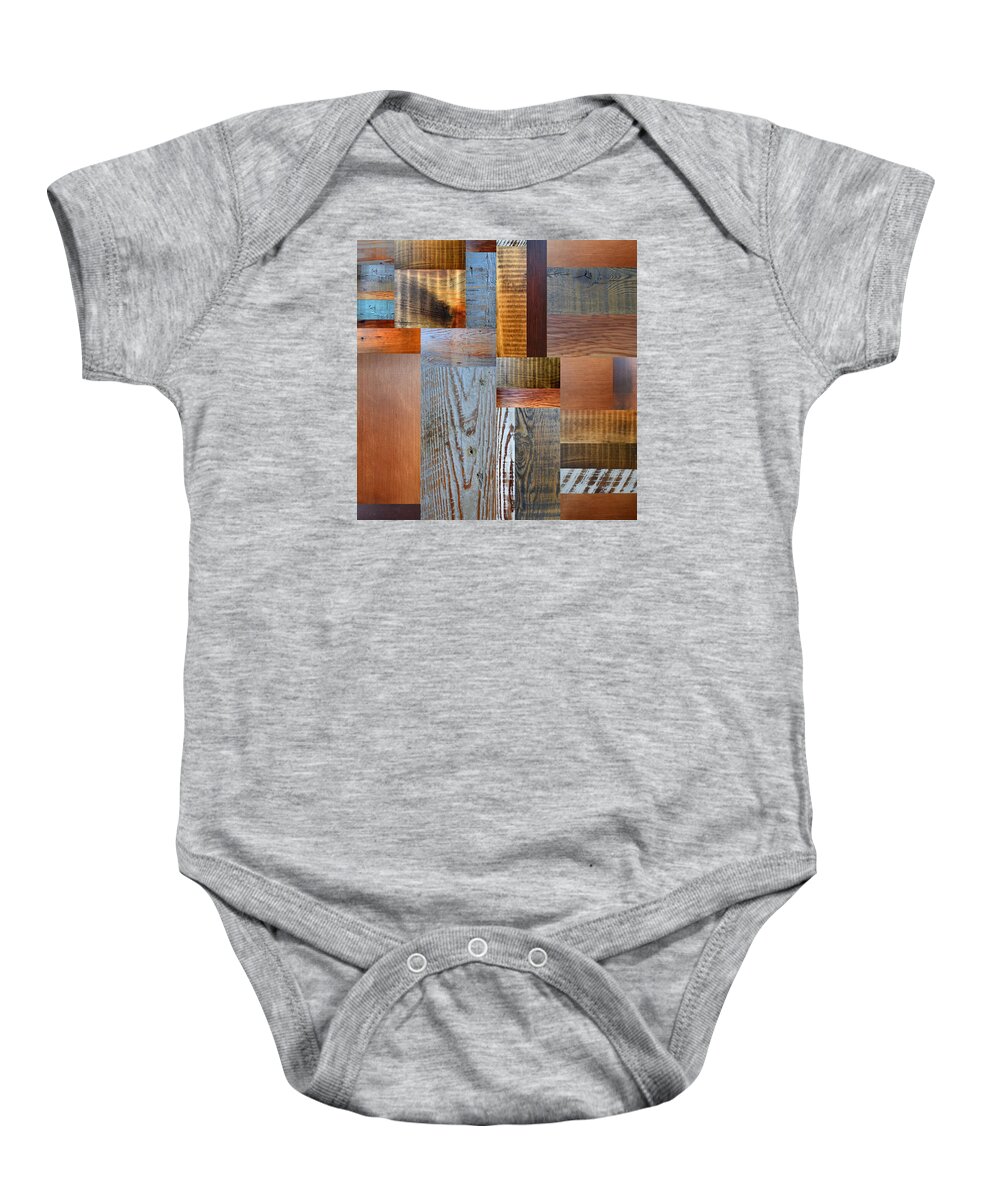 Wooden Baby Onesie featuring the photograph Reclaimed Wood Collage 2.0 by Michelle Calkins