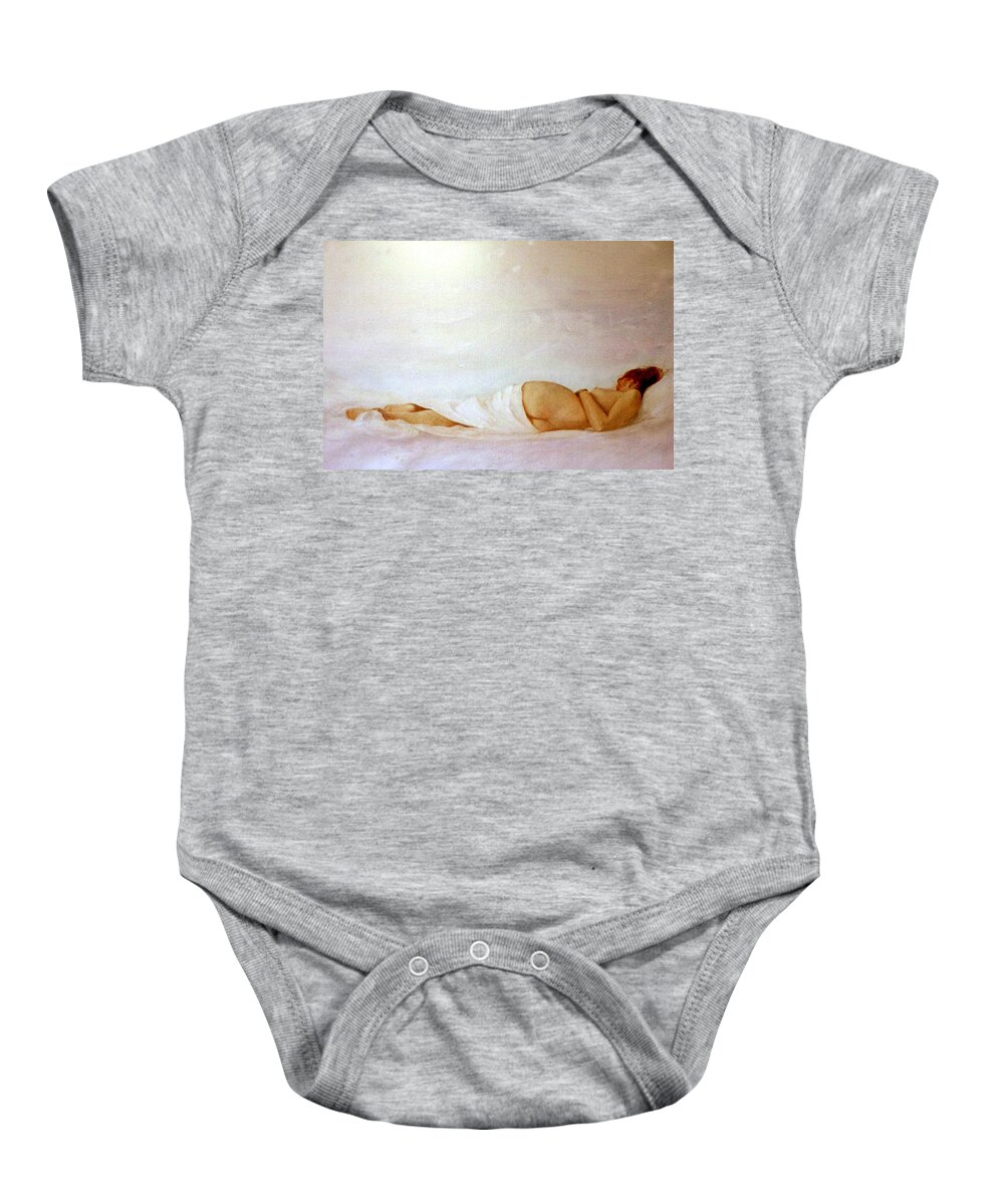Reclining Nude Baby Onesie featuring the painting Reclining Nude 2 by David Ladmore