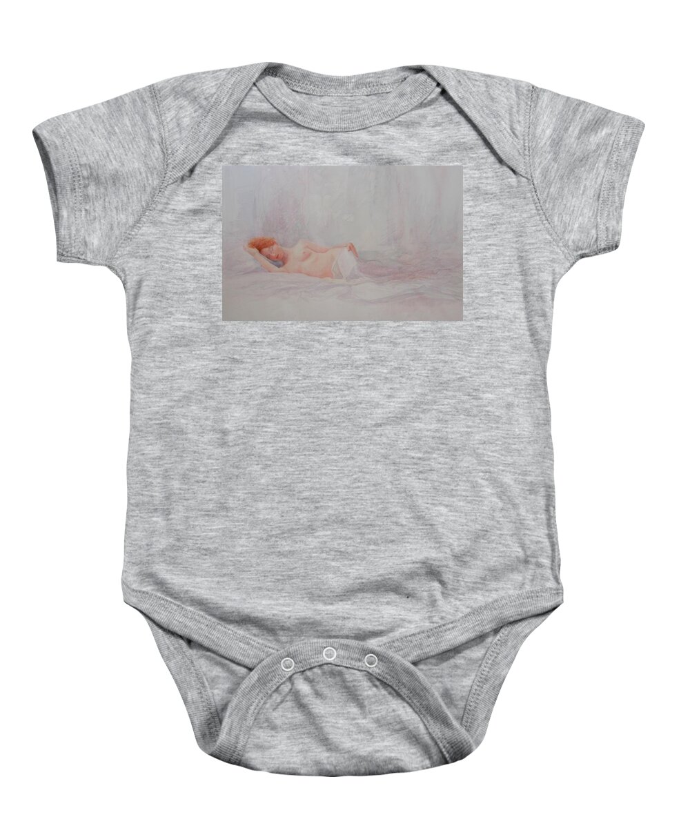 Reclining Nude Baby Onesie featuring the painting Reclining Nude 4 by David Ladmore