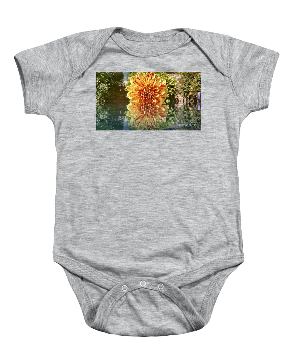 Digital Baby Onesie featuring the digital art Red and yellow reflection by Steven Wills