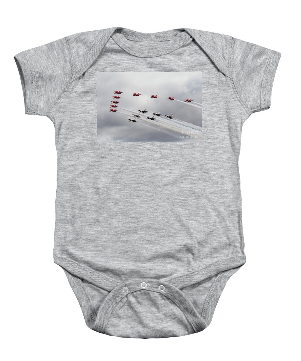 Red Arrows Baby Onesie featuring the digital art red Arrows with The Thunderbirds by Airpower Art