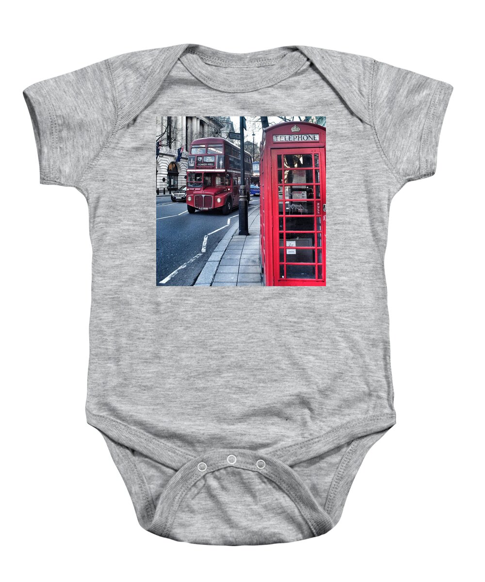 London Baby Onesie featuring the photograph Red Bus in London by Joshua Miranda