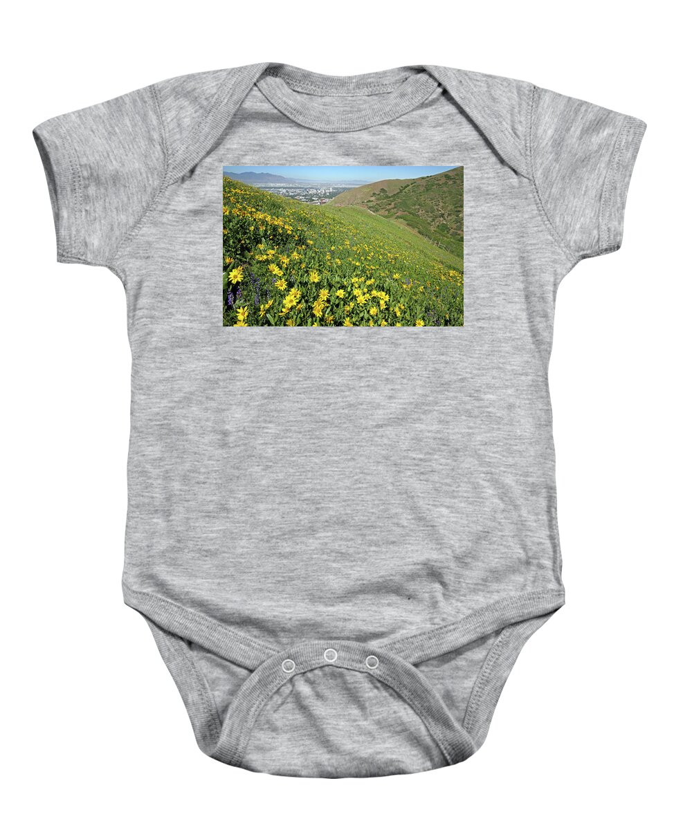 Utah Baby Onesie featuring the photograph Red Butte Canyon Wildflowers - Salt Lake City, Utah by Brett Pelletier