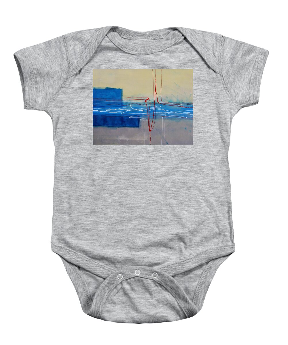 Painting Baby Onesie featuring the painting Red Lines by Louise Adams