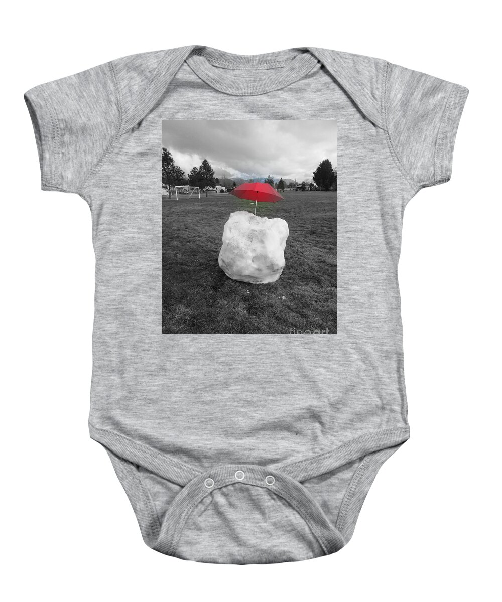 Red Baby Onesie featuring the photograph Red on Ice by Marie Neder