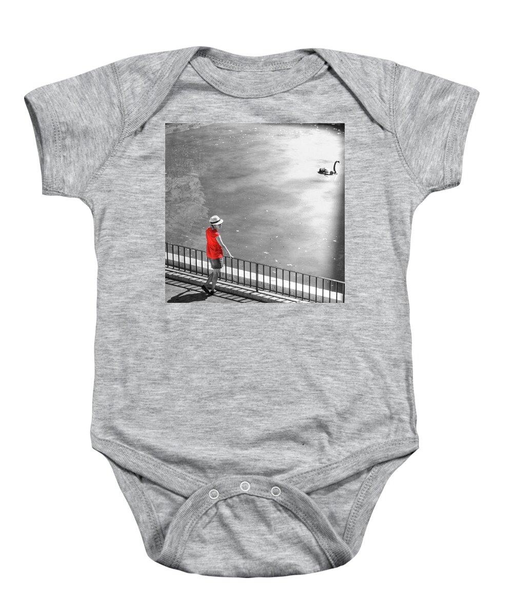 Palmademallorca Baby Onesie featuring the photograph Red Shirt, Black Swanla Seu, Palma De by John Edwards