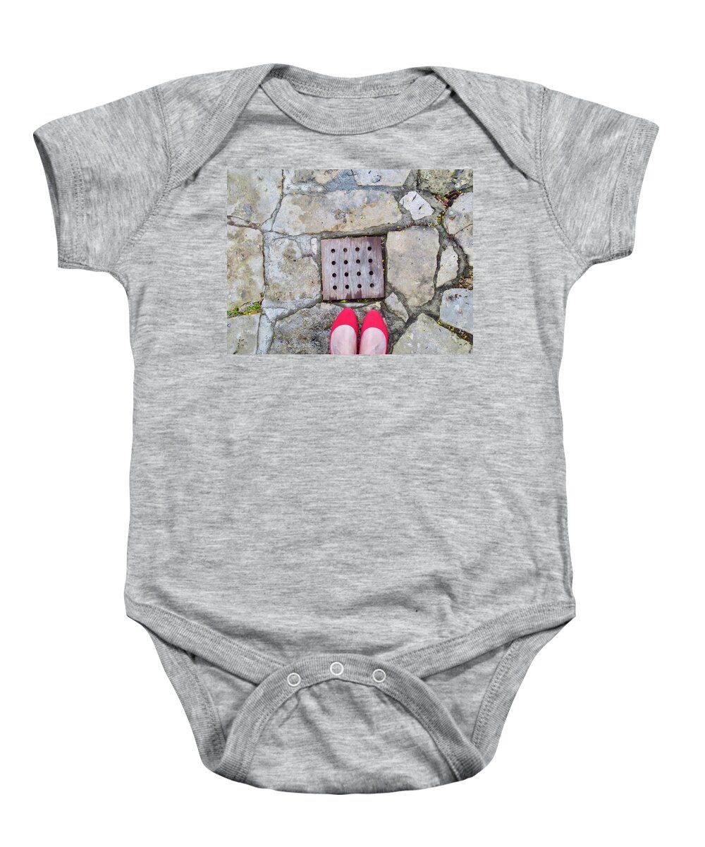 Shoes Baby Onesie featuring the photograph Red Shoes by Gia Marie Houck