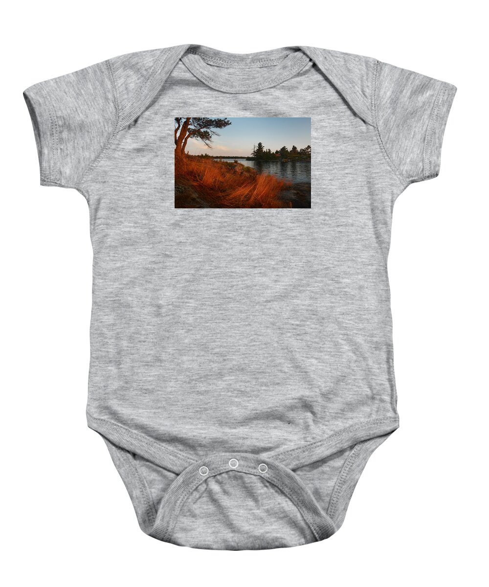 Hopewell Bay Baby Onesie featuring the photograph Red Wild Grass Georgian Bay by Steve Somerville