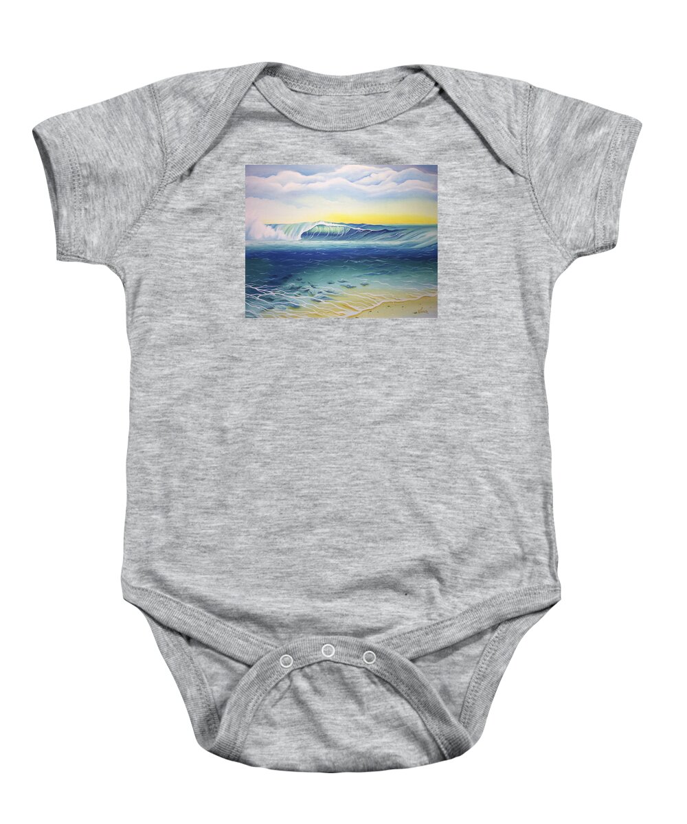 Surf Art Baby Onesie featuring the painting Reef Bowl by William Love