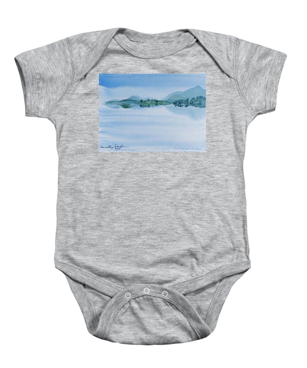 Australia Baby Onesie featuring the painting Reflection of Mt Rugby in Bathurst Harbour by Dorothy Darden