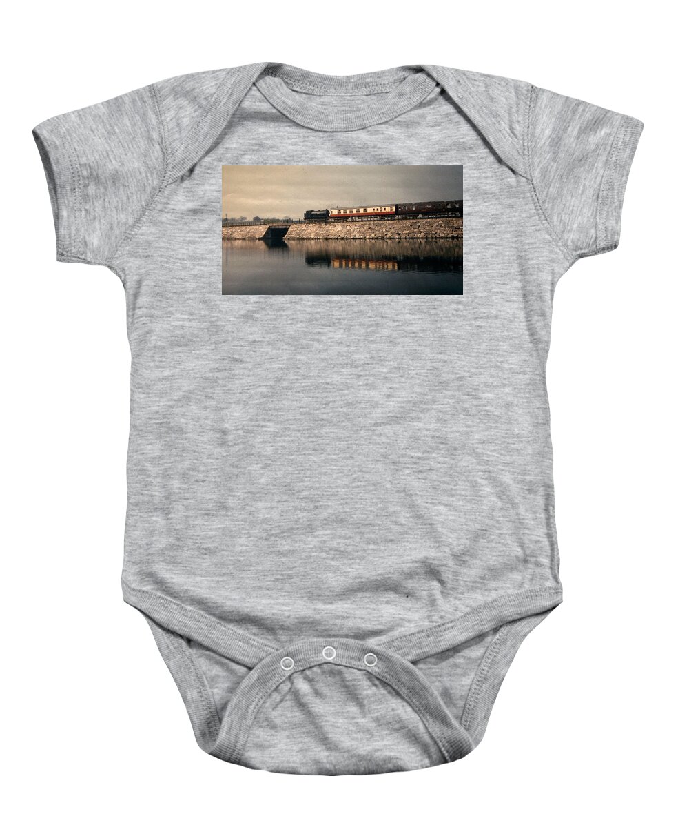 Trains Baby Onesie featuring the photograph Reflections by Richard Denyer