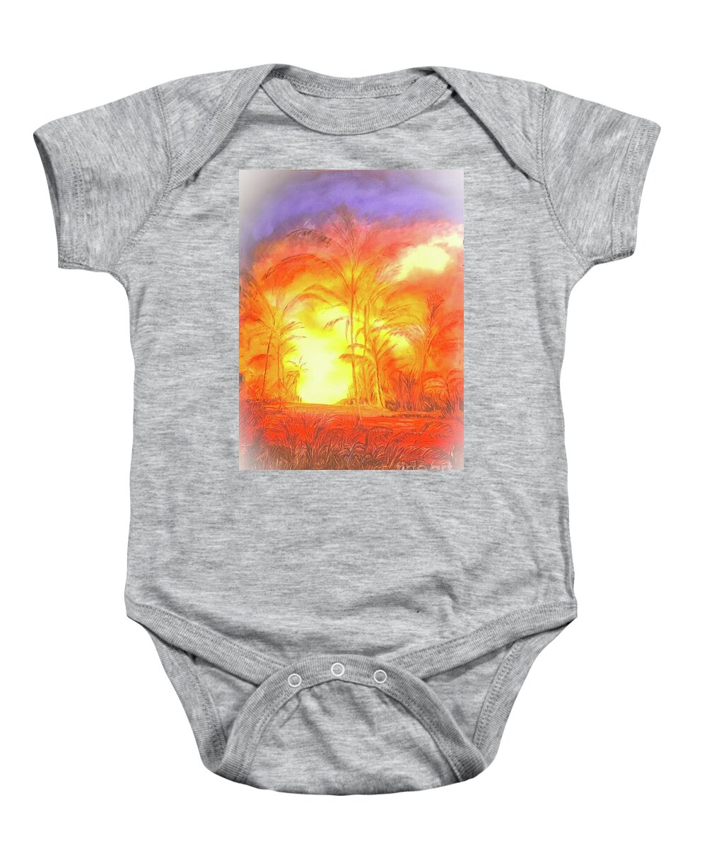 Leilani Baby Onesie featuring the painting AI LA'AU Forest Eater by Michael Silbaugh