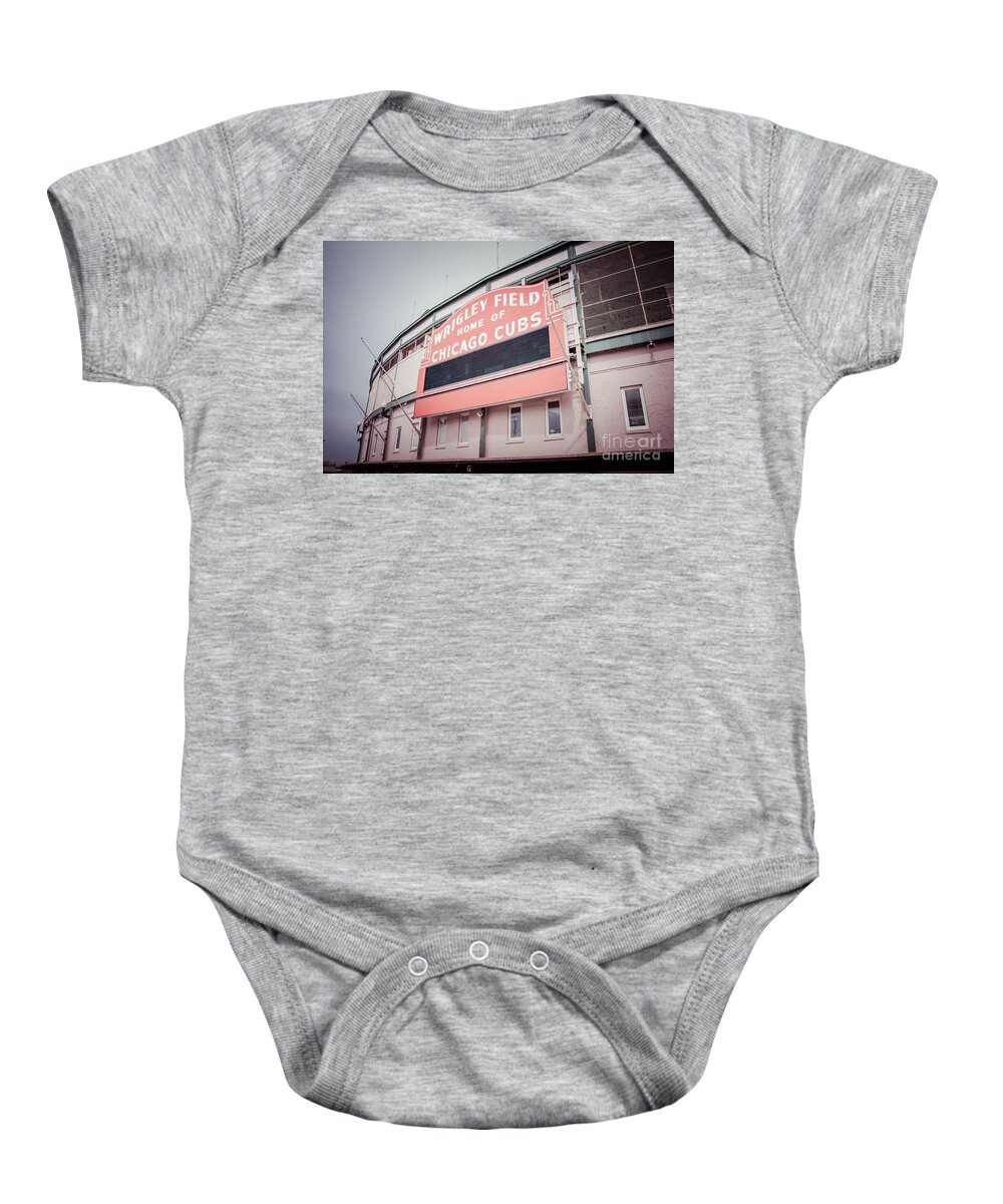 America Baby Onesie featuring the photograph Retro Wrigley Field Sign by Paul Velgos