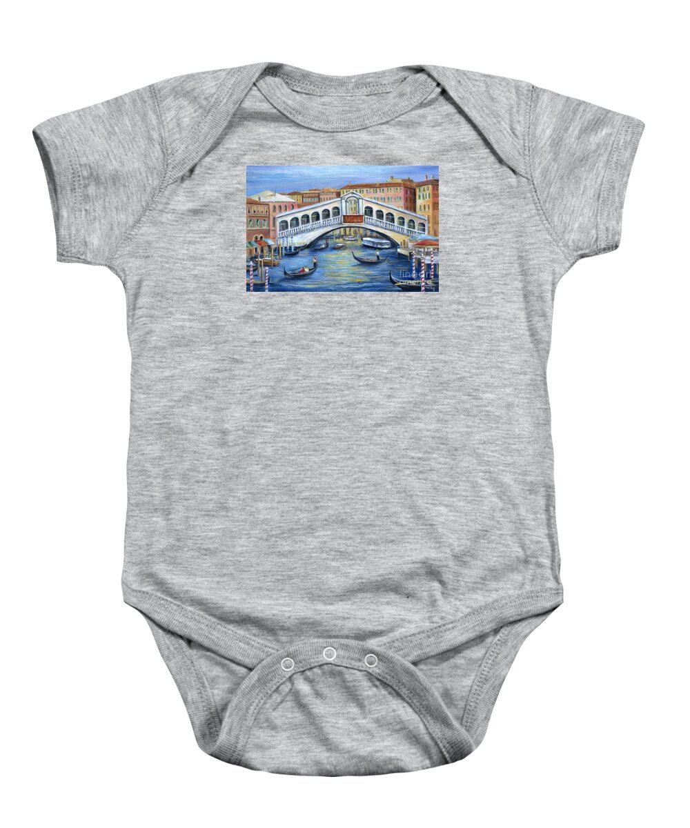 Venice Baby Onesie featuring the painting Rialto Bridge Venice by Marilyn Dunlap
