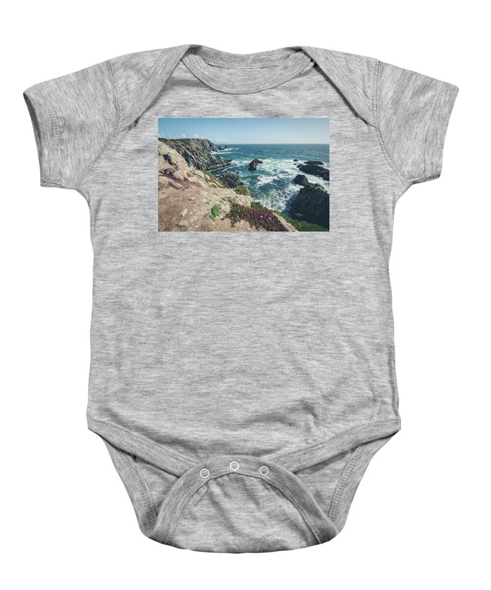 Landscape Baby Onesie featuring the photograph Rising Cliffs at Bodega Head by Margaret Pitcher