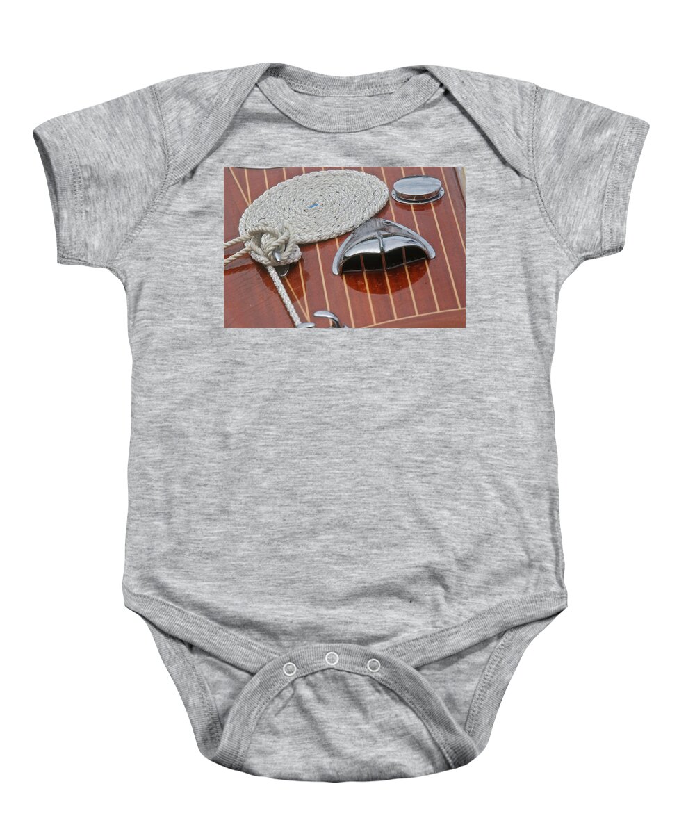 Wooden Boat Baby Onesie featuring the photograph Riva Detail by Steven Lapkin