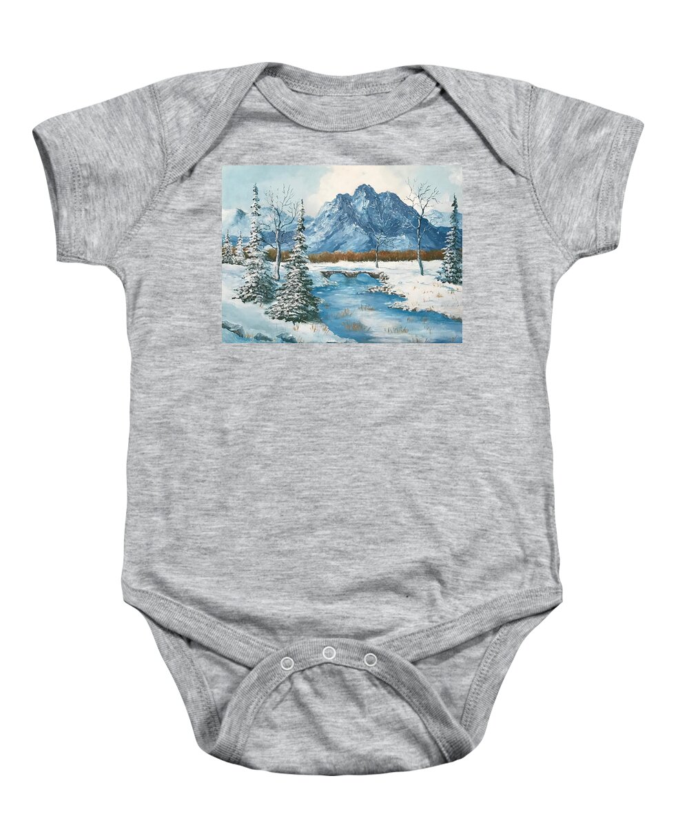 Nez Perce Baby Onesie featuring the painting Nez Perce Mountains by ML McCormick