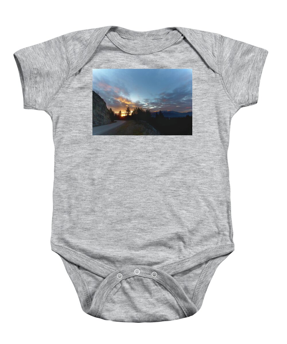 Sunrise Baby Onesie featuring the photograph Road Trip by Loni Collins
