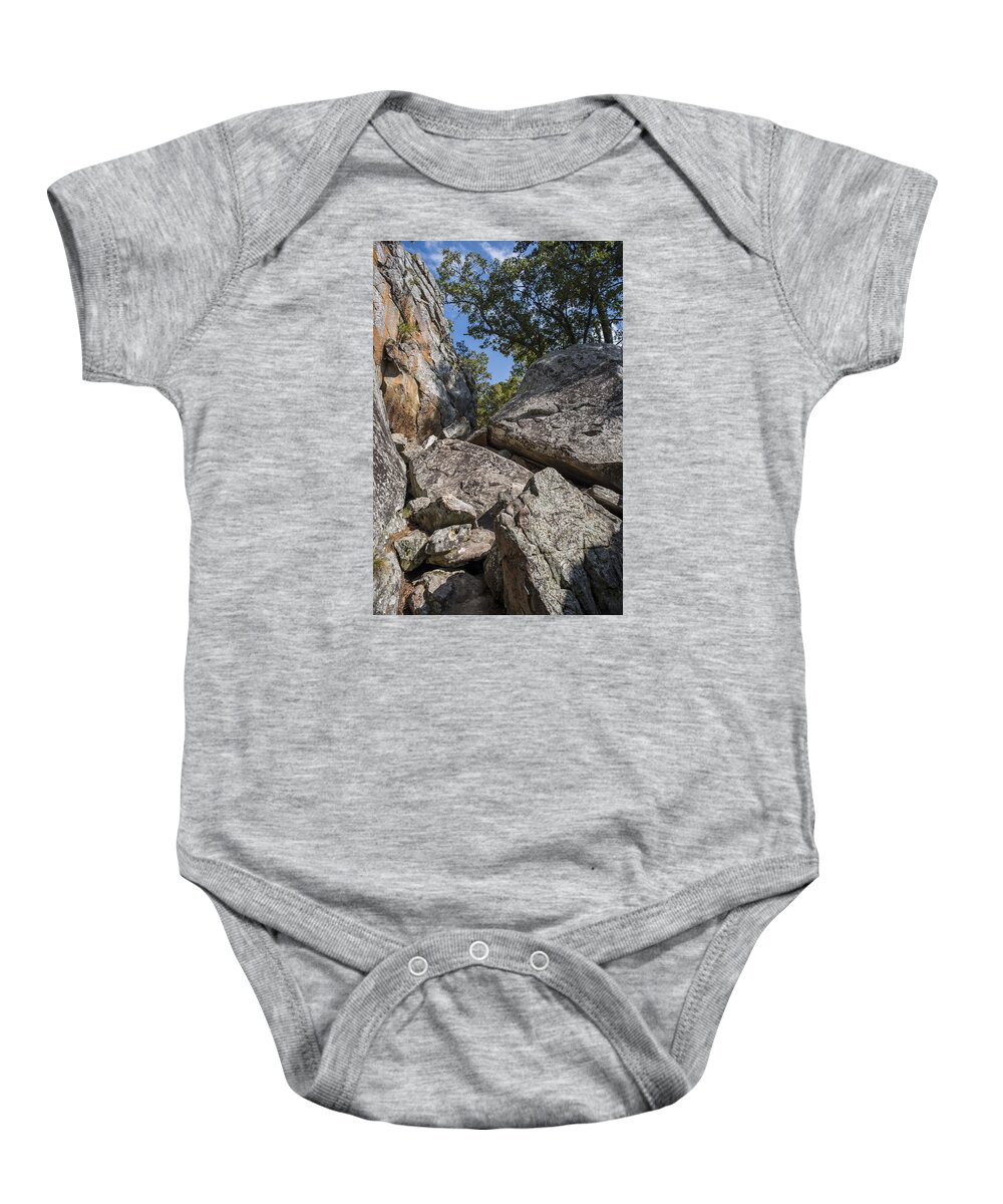 History Baby Onesie featuring the photograph Robbers Cave Rocks by Robert Potts