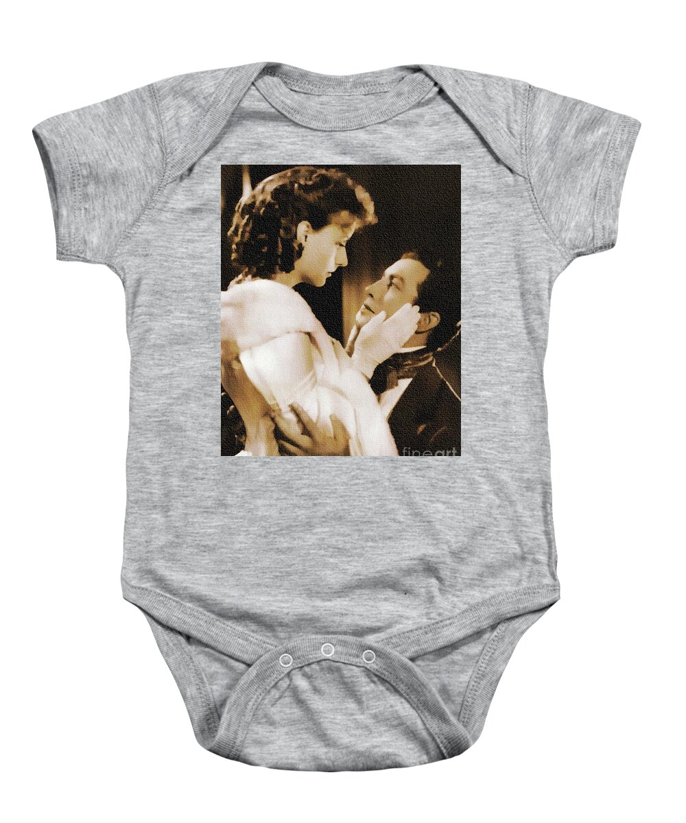 Greta Garbo Baby Onesie featuring the photograph Robert Taylor And Greta Garbo by Ian Gledhill