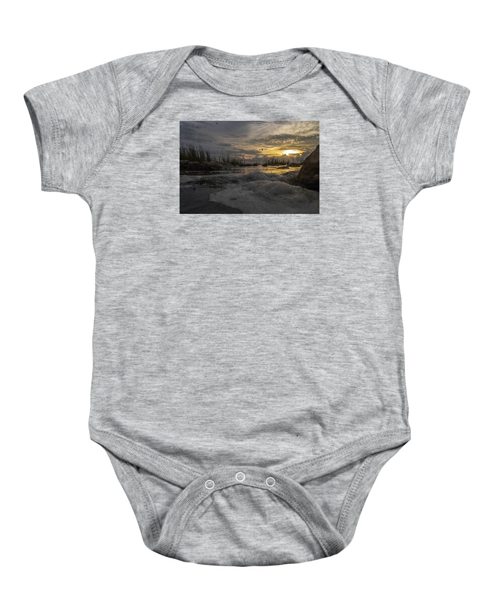 Sunrise Baby Onesie featuring the photograph Rocks of Glory by Leticia Latocki