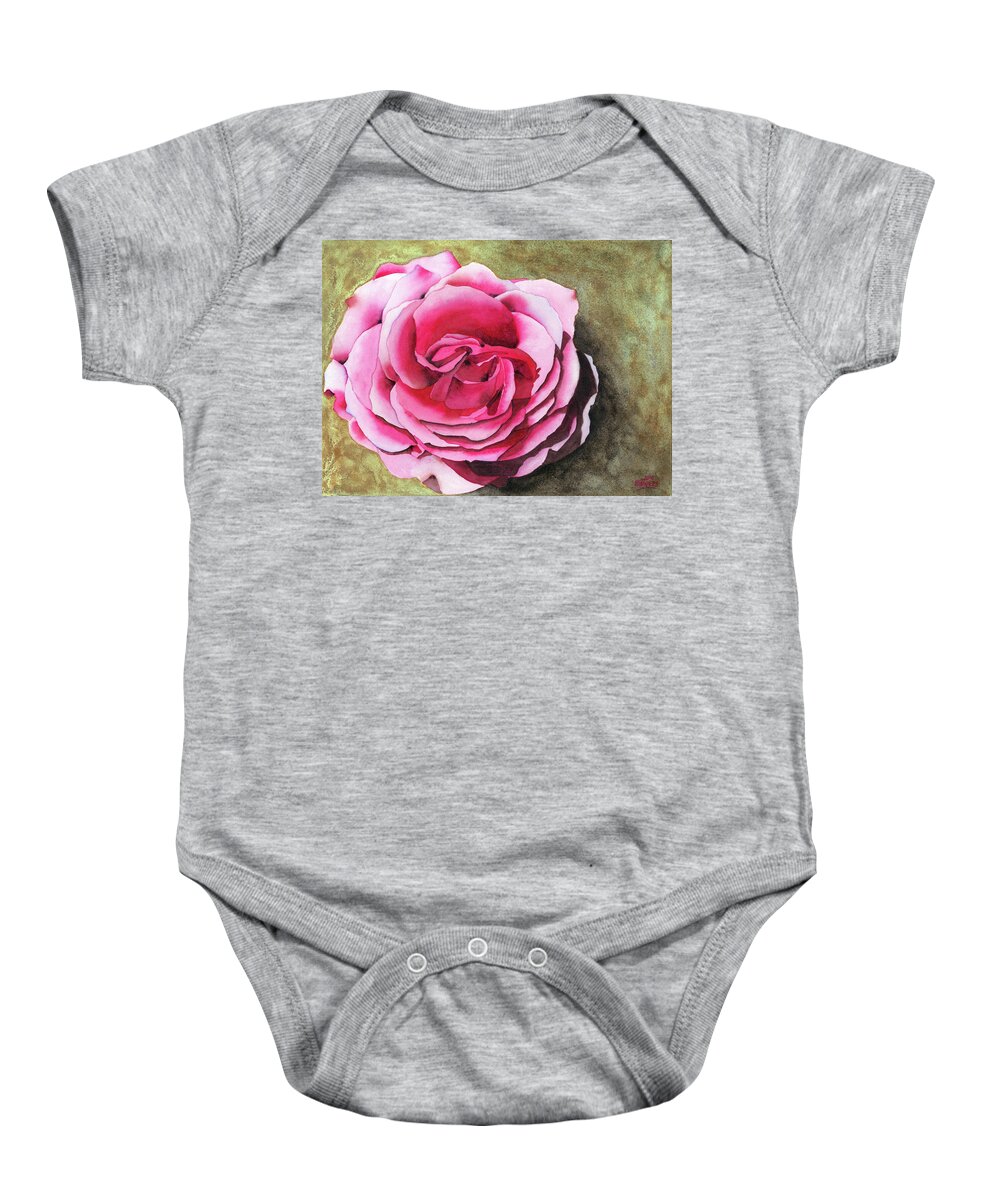 Rose Baby Onesie featuring the painting Rose by Ken Powers