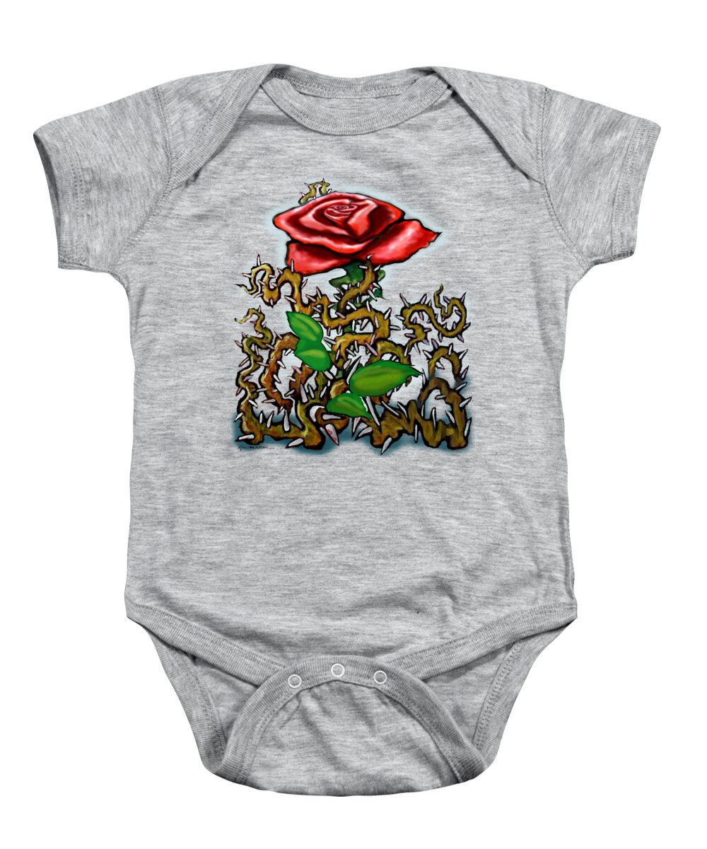 Rose Baby Onesie featuring the painting Rose n Thorns by Kevin Middleton