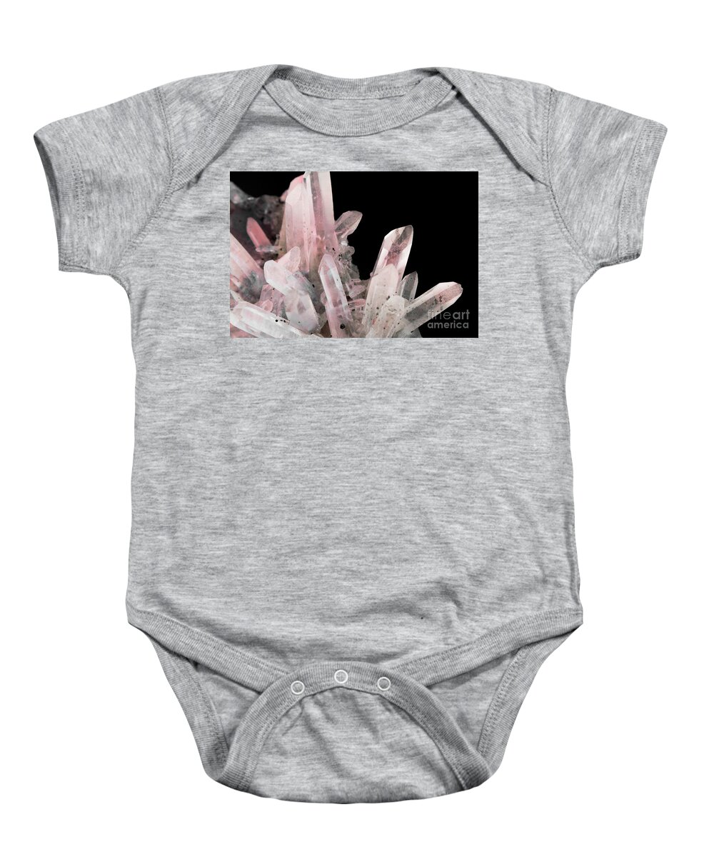 Pink Baby Onesie featuring the photograph Rose Quartz Crystals by Emanuela Carratoni