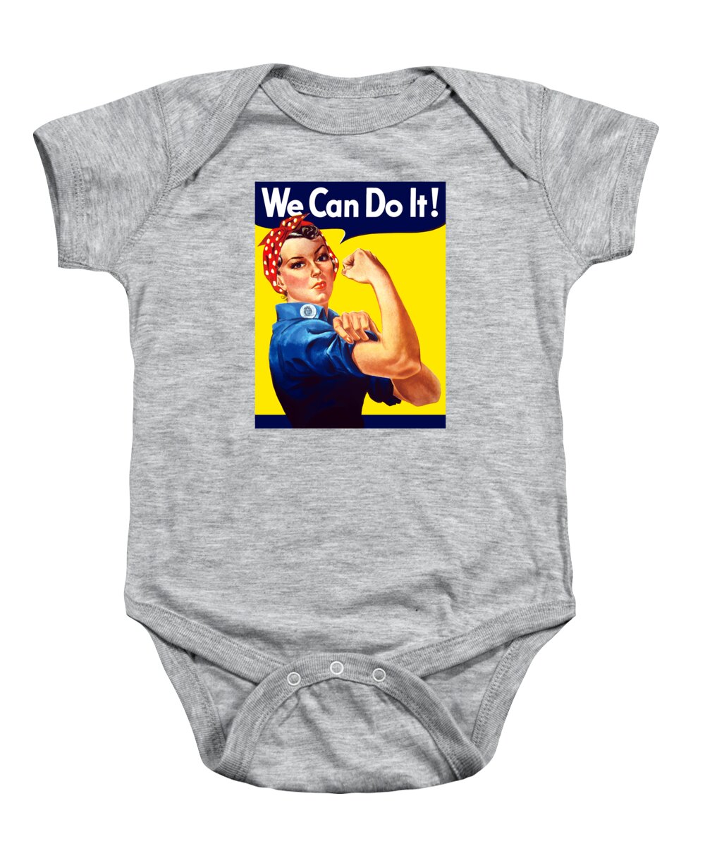 Rosie The Riveter Baby Onesie featuring the painting Rosie The Rivetor by War Is Hell Store