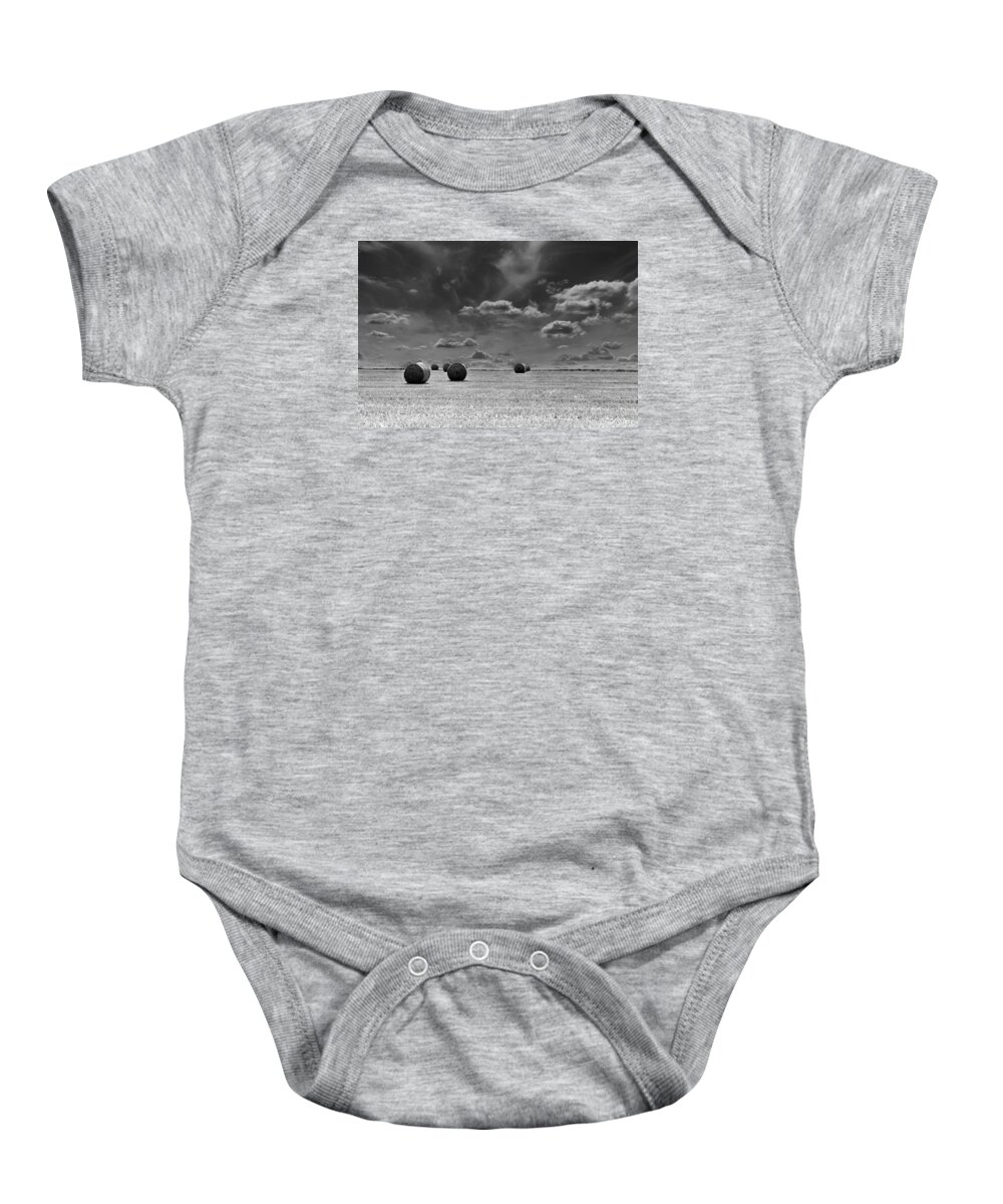 Agricultural Baby Onesie featuring the photograph Round Straw Bales Landscape by John Williams