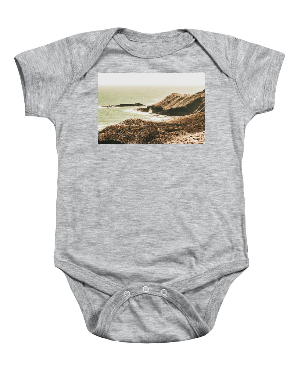 Vintage Baby Onesie featuring the photograph Rugged rocky cape by Jorgo Photography