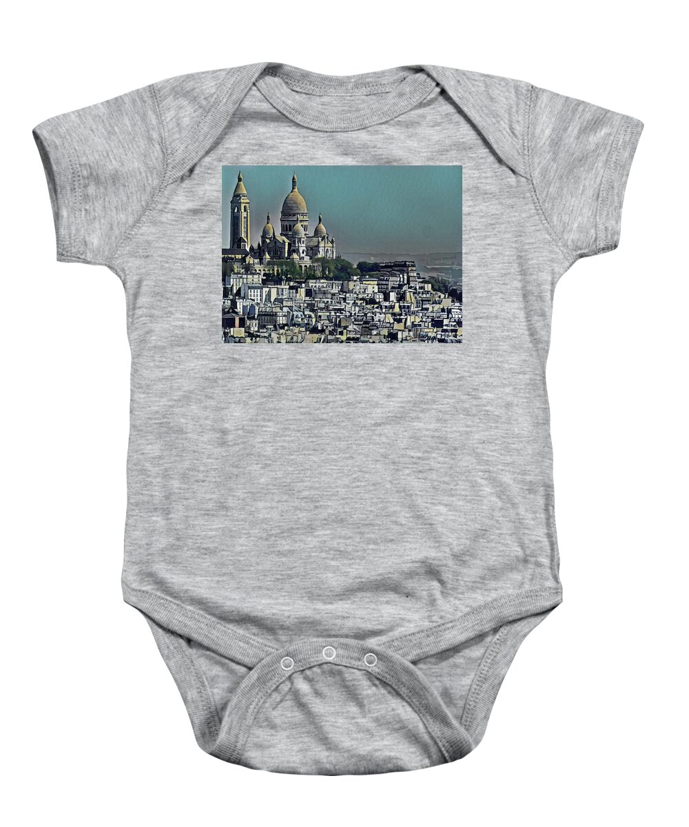 National Baby Onesie featuring the painting Sacred Heart Basilica by Russ Harris