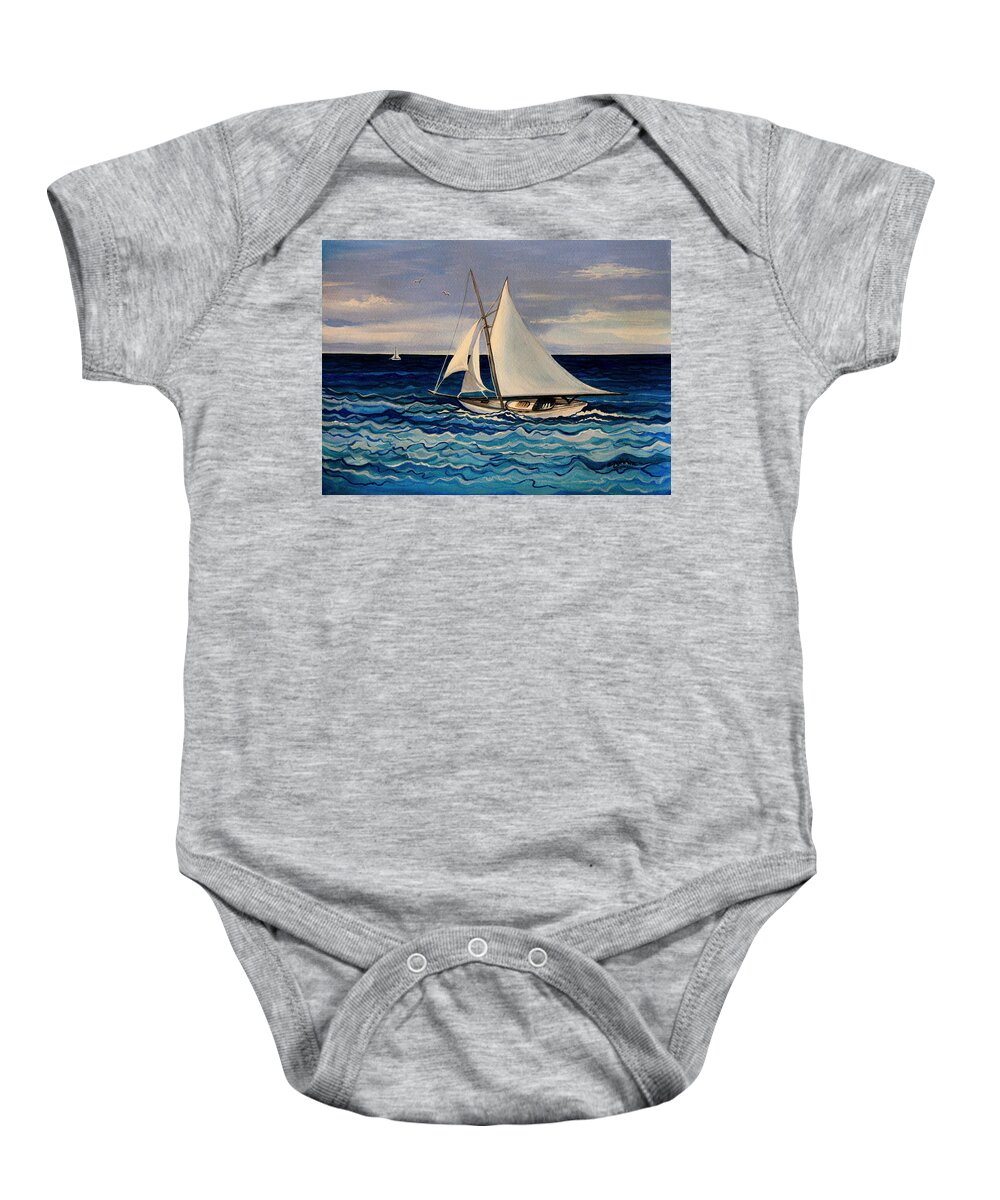 Sailing Baby Onesie featuring the painting Sailing With the Waves by Elizabeth Robinette Tyndall