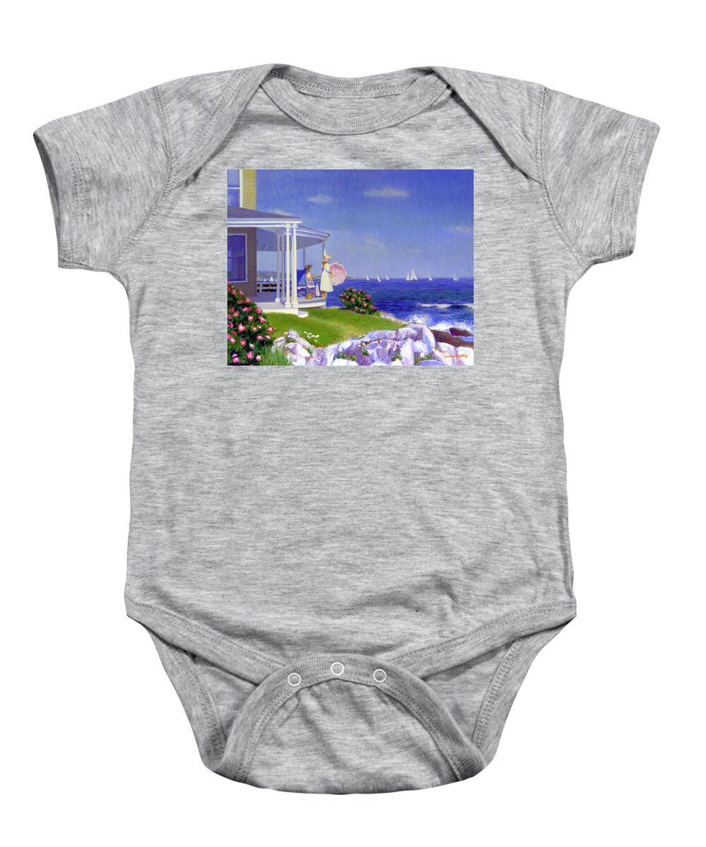Sailboats Baby Onesie featuring the painting Sails of August by Candace Lovely