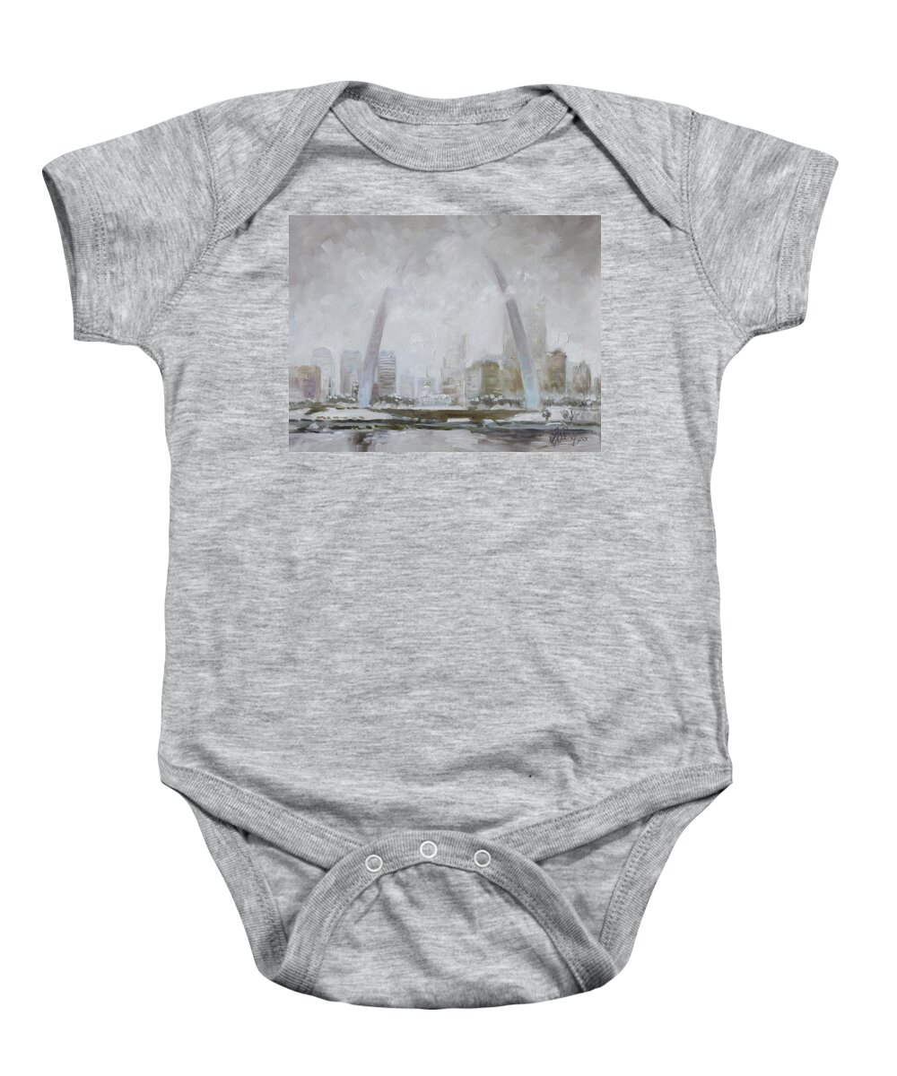 Saint Louis Oil Painting Baby Onesie featuring the painting Saint Louis Winter Day by Irek Szelag