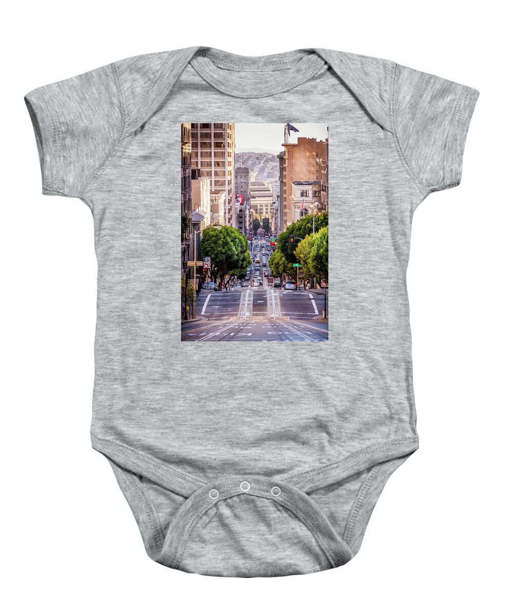 Buildings Baby Onesie featuring the photograph San Fran Cable Car by Daniel Murphy