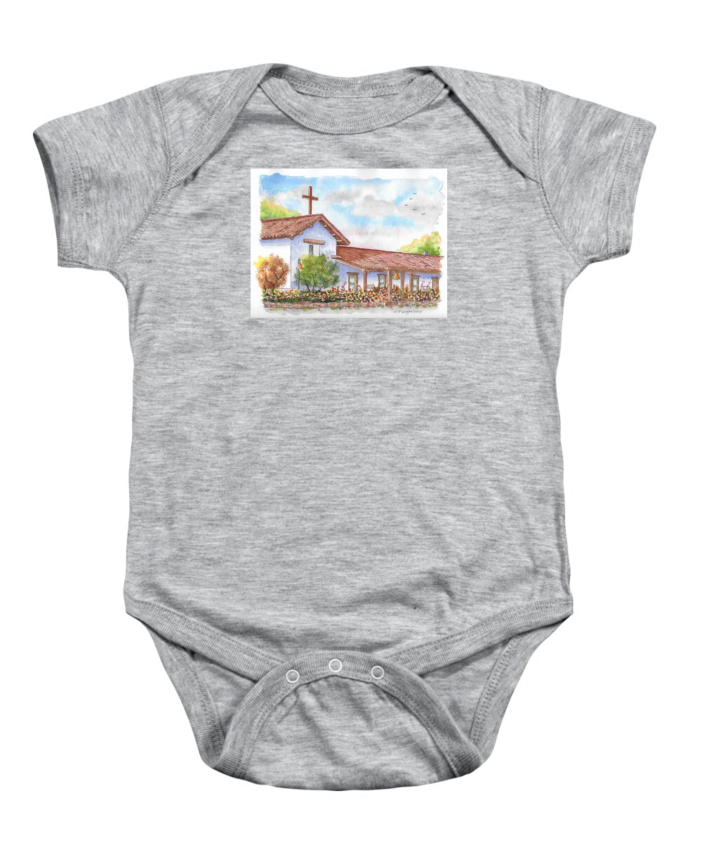 San Francisco Solano Mission Baby Onesie featuring the painting San Francisco Solano Mission, Sonoma, California by Carlos G Groppa