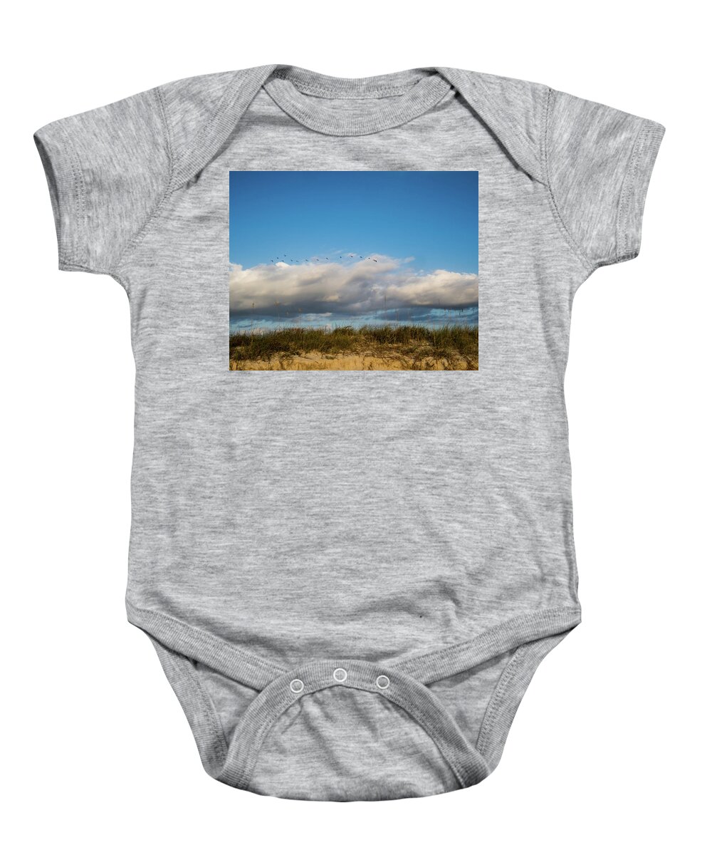 Eastcoast Baby Onesie featuring the photograph Sand Dunes View by Tammy Ray