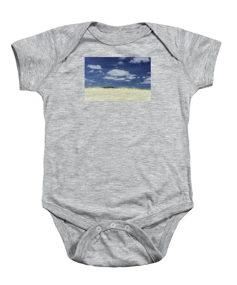 Sea Baby Onesie featuring the photograph Sand Grass and Sky by WAZgriffin Digital