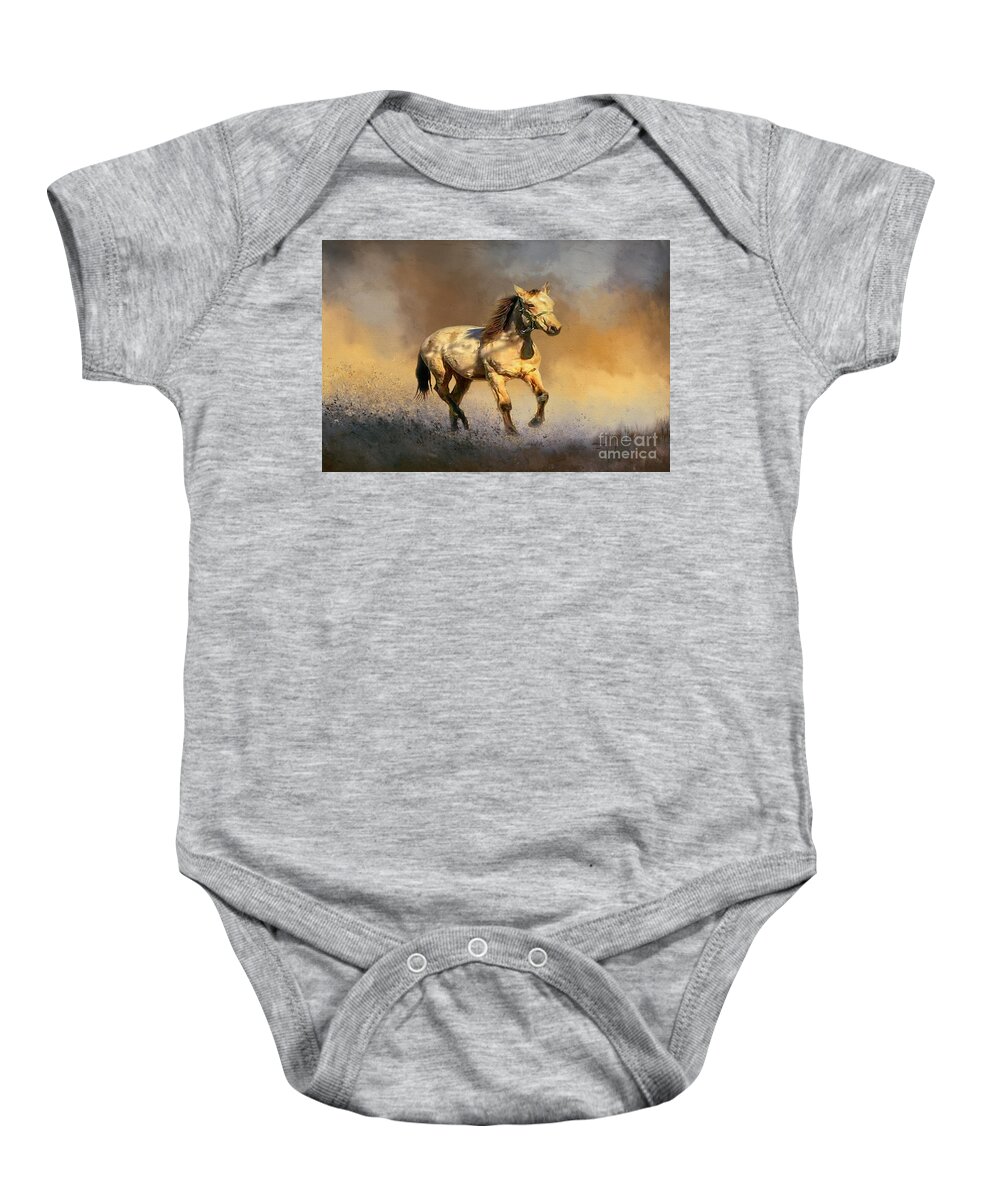 Horses Baby Onesie featuring the mixed media Sandy by DB Hayes
