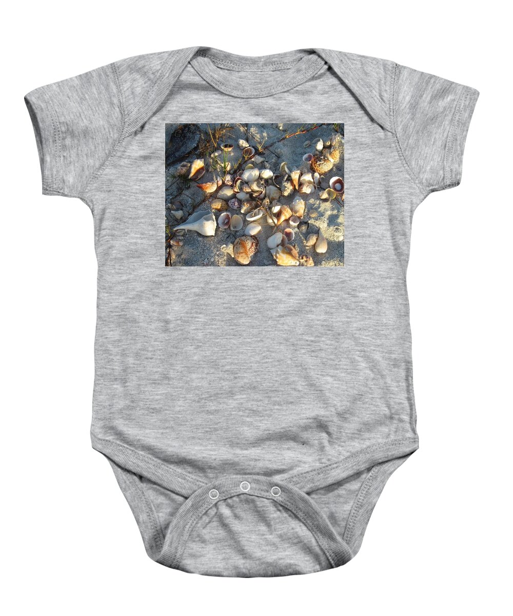 Shells Baby Onesie featuring the photograph Sanibel Shells by Betty Buller Whitehead